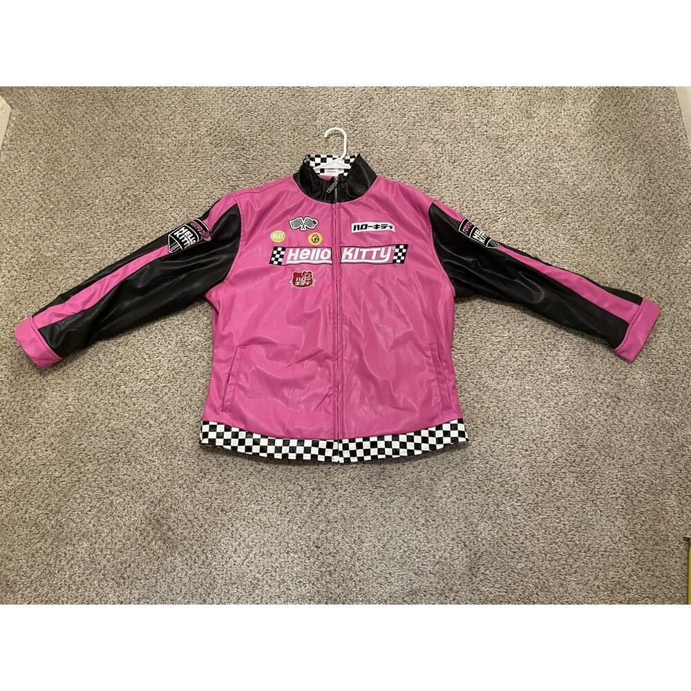 Sanrio Hello Kitty Kidrobot X Tokyo Speed Racing Jacket Hot Pink Black XL